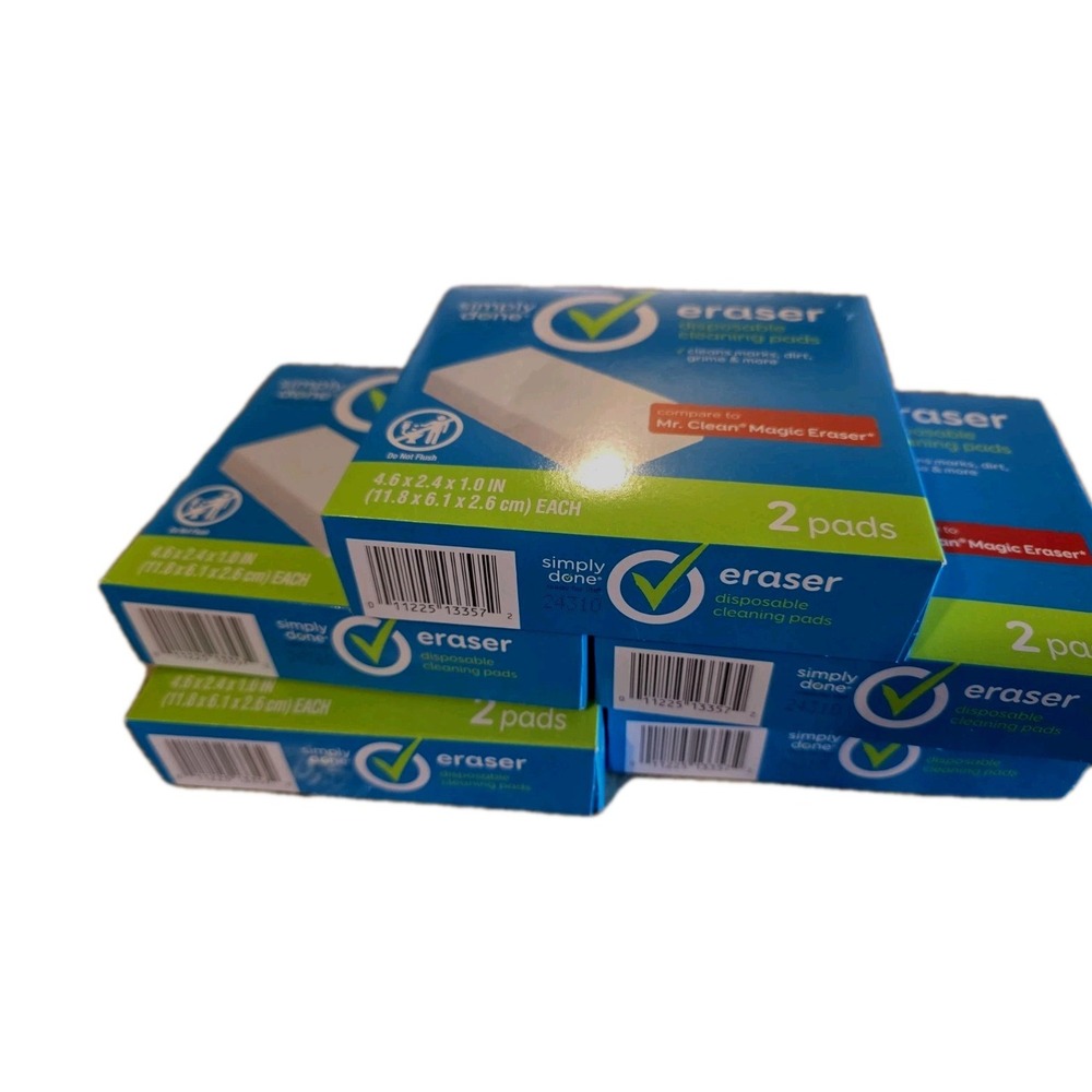 Lot Of 5 ! 10 Count. 2 Per Box. Simply Done Eraserable Cleaning Pads NEW IN BOX